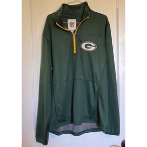 NFL Green Bay Packers Mens Quarter Zip Pullover Green Gold Size Medium Pocket